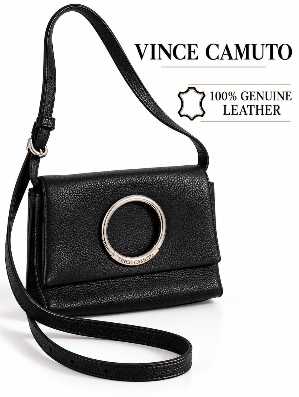 NWOT Vince Camuto Black Leather Crossbody
